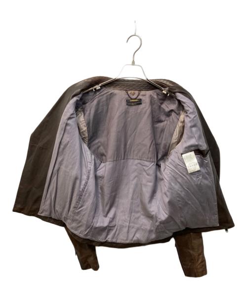 DIESEL Black Gold（ディーゼル ブラック ゴールド）DIESEL BLACK GOLD (ディーゼル ブラック ゴールド) エンボスレザーライダースジャケット ブラウン サイズ:Mの古着・服飾アイテム