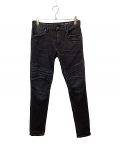 BALMAINバルマンデニム 中古・古着通販】BALMAIN (バルマン) バイカーデニムパンツ ブラック