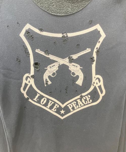 roar（ロアー）roar (ロアー) ダメージ加工カットオフスウェット ブラック サイズ:採寸参照の古着・服飾アイテム
