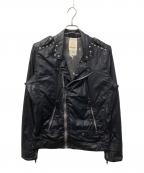 DIESELディーゼル）の古着「スタッズナイロンライダースジャケット」｜ネイビー