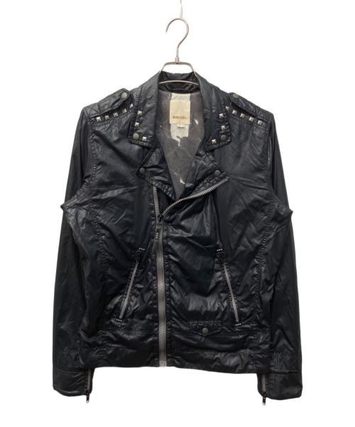 DIESEL（ディーゼル）DIESEL (ディーゼル) スタッズナイロンライダースジャケット ネイビー サイズ:Mの古着・服飾アイテム