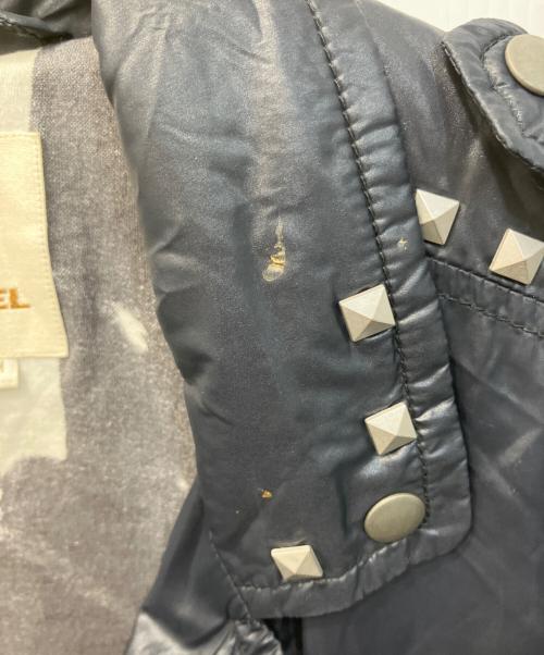 DIESEL（ディーゼル）DIESEL (ディーゼル) スタッズナイロンライダースジャケット ネイビー サイズ:Mの古着・服飾アイテム