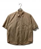 AURALEEオーラリー）の古着「Washed FINX TWILL BIG Half sleeved（ウォッシュドフィンクスツイルビッグハーフスリーブド）シャツ」｜ブラウン