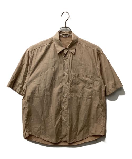 AURALEE（オーラリー）AURALEE (オーラリー) Washed FINX TWILL BIG Half sleeved（ウォッシュドフィンクスツイルビッグハーフスリーブド）シャツ ブラウン サイズ:3の古着・服飾アイテム