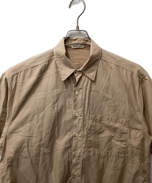 AURALEE（オーラリー）AURALEE (オーラリー) Washed FINX TWILL BIG Half sleeved（ウォッシュドフィンクスツイルビッグハーフスリーブド）シャツ ブラウン サイズ:3の古着・服飾アイテム
