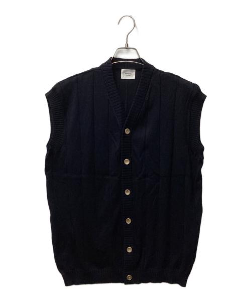 UNFOLK（アンフォーク）Unfolk (アンフォーク) Giza cotton vneck knit vest（ギザコットンブイネックニットベスト） ネイビー サイズ:Freeの古着・服飾アイテム