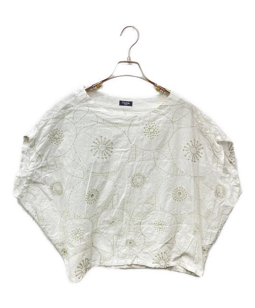 Marble SUD（マーブルシュッド）Marble SUD (マーブルシュッド) ワライ刺繍ブラウス ホワイト サイズ:採寸参照の古着・服飾アイテム