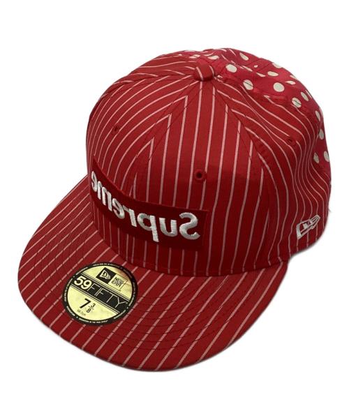 SUPREME（シュプリーム）Supreme (シュプリーム) COMME des GARCONS SHIRT (コムデギャルソンシャツ) New Era (ニューエラ) BOX LOGO cap（ボックスロゴキャップ） レッド サイズ:7 3/8の古着・服飾アイテム
