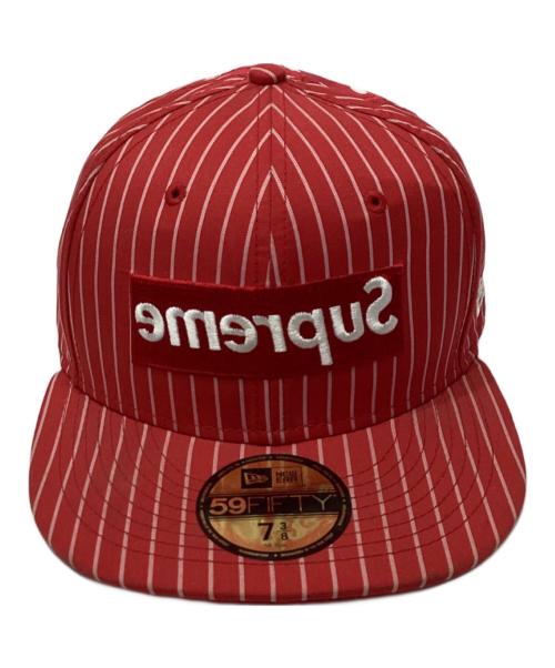 SUPREME（シュプリーム）Supreme (シュプリーム) COMME des GARCONS SHIRT (コムデギャルソンシャツ) New Era (ニューエラ) BOX LOGO cap（ボックスロゴキャップ） レッド サイズ:7 3/8の古着・服飾アイテム