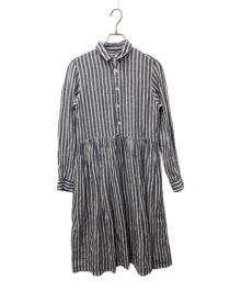 R&D.M.Co-OLDMAN'S TAILOR（オールドマンズテーラー）の古着「リネンストライプワンピース」｜ホワイト×ブルー