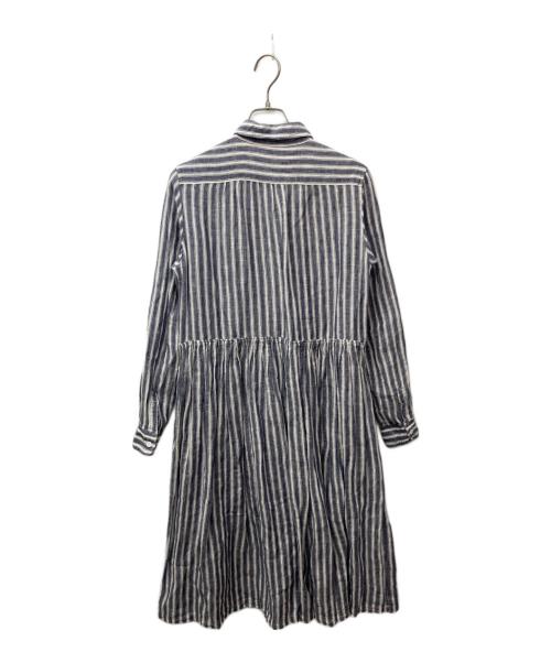 R&D.M.Co-OLDMAN'S TAILOR（オールドマンズテーラー）R&D.M.Co-OLDMAN'S TAILOR (オールドマンズテーラー) リネンストライプワンピース ホワイト×ブルー サイズ:表記無しの古着・服飾アイテム