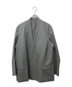 YOKEヨーク）の古着「COVERED COLLARLESS JACKE」｜ライトグレー
