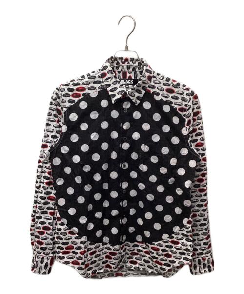 BLACK COMME des GARCONS（ブラックコムデギャルソン）BLACK COMME des GARCONS (ブラックコムデギャルソン) ドット切替レギュラーシャツ ホワイト×ブラック サイズ:Mの古着・服飾アイテム