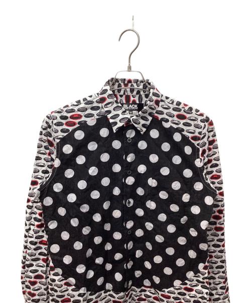 BLACK COMME des GARCONS（ブラックコムデギャルソン）BLACK COMME des GARCONS (ブラックコムデギャルソン) ドット切替レギュラーシャツ ホワイト×ブラック サイズ:Mの古着・服飾アイテム