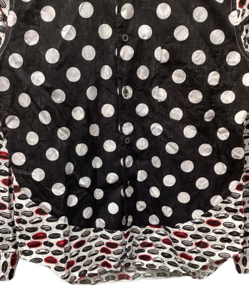 BLACK COMME des GARCONS（ブラックコムデギャルソン）BLACK COMME des GARCONS (ブラックコムデギャルソン) ドット切替レギュラーシャツ ホワイト×ブラック サイズ:Mの古着・服飾アイテム