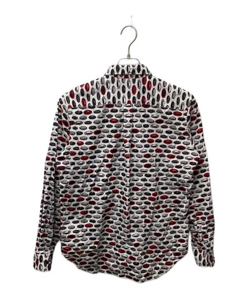 BLACK COMME des GARCONS（ブラックコムデギャルソン）BLACK COMME des GARCONS (ブラックコムデギャルソン) ドット切替レギュラーシャツ ホワイト×ブラック サイズ:Mの古着・服飾アイテム