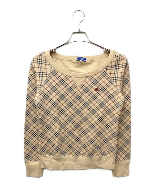 BURBERRY BLUE LABEL（バーバリー ブルー レーベル）BURBERRY BLUE LABEL (バーバリー ブルー レーベル) ラウンドネックノヴァチェックスウェット ベージュ サイズ:Mの古着・服飾アイテム
