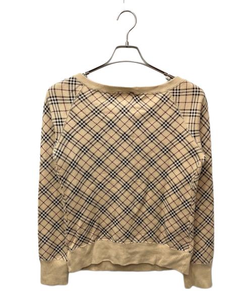 BURBERRY BLUE LABEL（バーバリー ブルー レーベル）BURBERRY BLUE LABEL (バーバリー ブルー レーベル) ラウンドネックノヴァチェックスウェット ベージュ サイズ:Mの古着・服飾アイテム