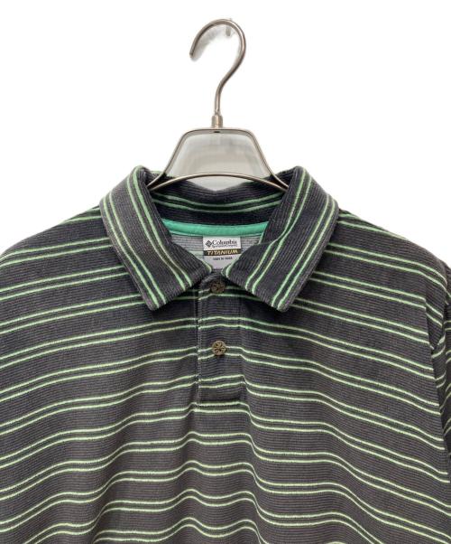 Columbia（コロンビア）Columbia (コロンビア) パイルボーダーポロシャツ グリーン×グレー サイズ:Lの古着・服飾アイテム