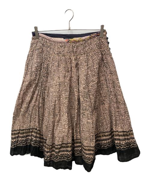 pas de calais（パドカレ）pas de calais (パドカレ) ドットフレア総柄スカート ベージュ サイズ:Sの古着・服飾アイテム