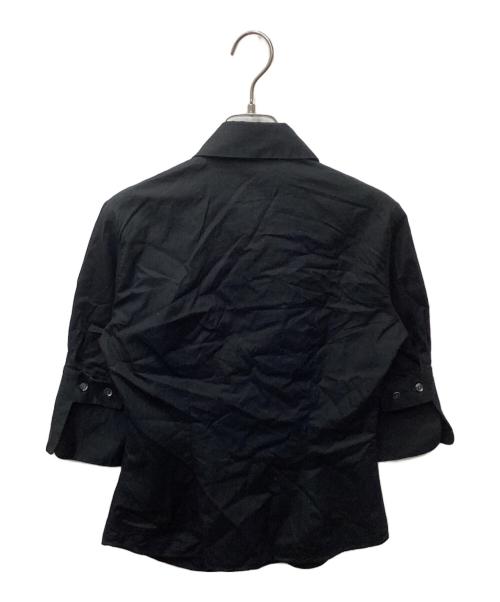 Vivienne Westwood（ヴィヴィアンウエストウッド）Vivienne Westwood (ヴィヴィアンウエストウッド) オーブ刺繍丸襟変形フレアシャツ ブラック サイズ:40の古着・服飾アイテム