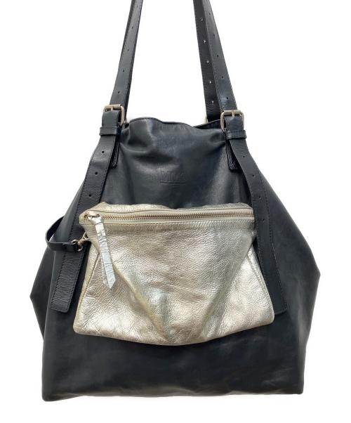 MM6 Maison Margiela（エムエムシックスメゾンマルジェラ）MM6 Maison Margiela (エムエムシックスメゾンマルジェラ) MARTIN MARGIELA (マルタン・マルジェラ) オールレザーロングハンドルレザーバッグ ブラックの古着・服飾アイテム