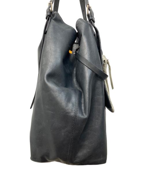 MM6 Maison Margiela（エムエムシックスメゾンマルジェラ）MM6 Maison Margiela (エムエムシックスメゾンマルジェラ) MARTIN MARGIELA (マルタン・マルジェラ) オールレザーロングハンドルレザーバッグ ブラックの古着・服飾アイテム