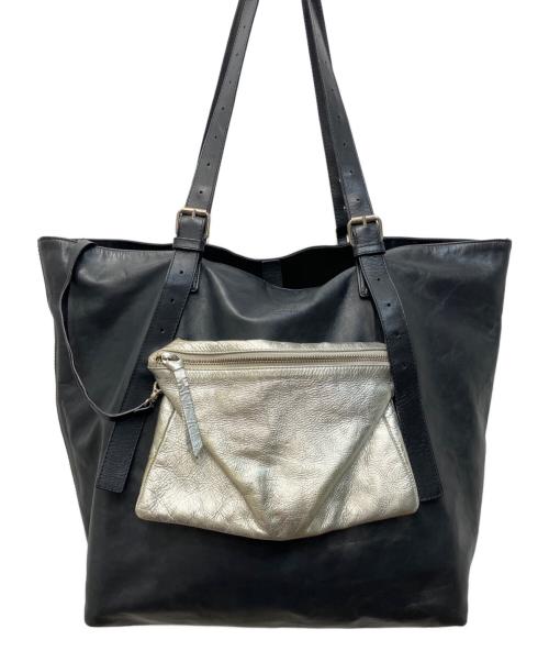 MM6 Maison Margiela（エムエムシックスメゾンマルジェラ）MM6 Maison Margiela (エムエムシックスメゾンマルジェラ) MARTIN MARGIELA (マルタン・マルジェラ) オールレザーロングハンドルレザーバッグ ブラックの古着・服飾アイテム