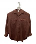 6(ROKU) BEAUTY&YOUTHロク ビューティーアンドユース）の古着「NYLON SILK BIG SHIRT（ナイロンシルクビッグシャツ）」｜ブラウン