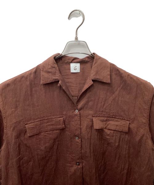 6(ROKU) BEAUTY&YOUTH（ロク ビューティーアンドユース）6(ROKU) BEAUTY&YOUTH (ロク ビューティーアンドユース) NYLON SILK BIG SHIRT（ナイロンシルクビッグシャツ） ブラウン サイズ:36の古着・服飾アイテム