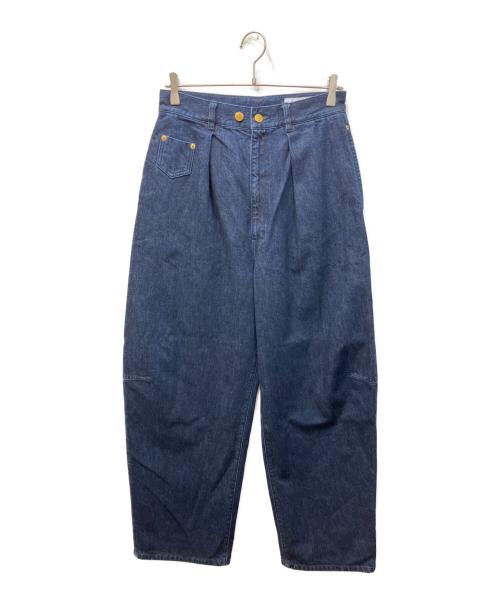 CULLNI（クルニ）CULLNI (クルニ) Barrel 1Tuck Wide Denim Pants with Long Belt/バレルワンタックワイドデニムパンツ インディゴ サイズ:1の古着・服飾アイテム