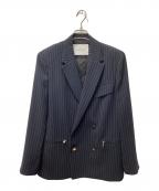 CULLNIクルニ）の古着「〈別注〉 DOUBLE BLEAST JACKET/シワになりにくい/ストレッチジャケット」｜ネイビー