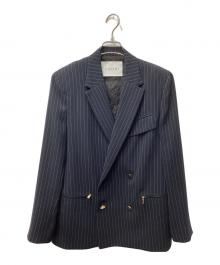 CULLNI（クルニ）の古着「〈別注〉 DOUBLE BLEAST JACKET/シワになりにくい/ストレッチジャケット」｜ネイビー