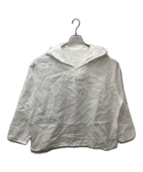 Whim Gazette（ウィムガゼット）Whim Gazette (ウィムガゼット) 26SS リネンフードプルオーバー ホワイト サイズ:freeの古着・服飾アイテム