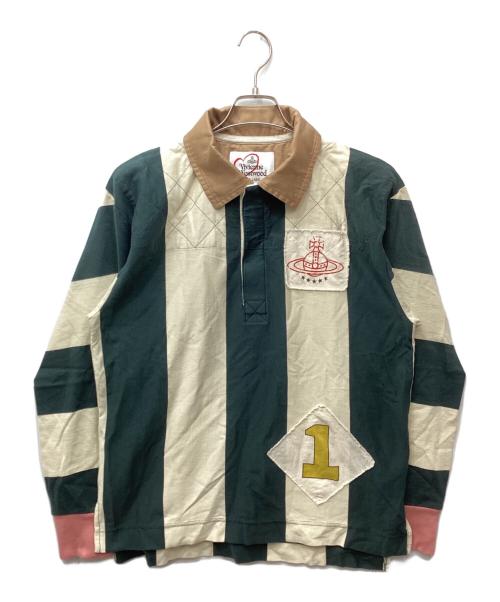 Vivienne Westwood RED LABEL（ヴィヴィアンウエストウッドレッドレーベル）Vivienne Westwood RED LABEL (ヴィヴィアンウエストウッドレッドレーベル) 変形袖ラガーシャツ グリーン×ベージュ サイズ:00の古着・服飾アイテム