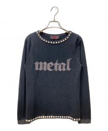 Hysteric Glamour（ヒステリックグラマー）の古着「90Sシルエットロゴ スタッズニット METAL」｜ブラック