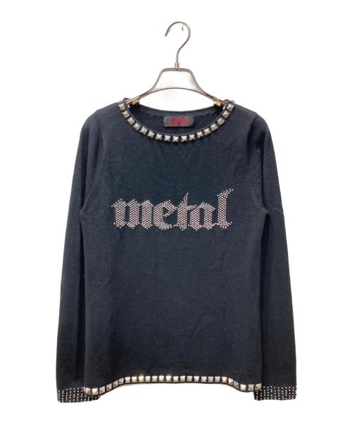 Hysteric Glamour（ヒステリックグラマー）Hysteric Glamour (ヒステリックグラマー) 90Sシルエットロゴ スタッズニット METAL ブラック サイズ:FREEの古着・服飾アイテム