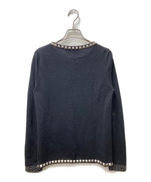 Hysteric Glamour（ヒステリックグラマー）Hysteric Glamour (ヒステリックグラマー) 90Sシルエットロゴ スタッズニット METAL ブラック サイズ:FREEの古着・服飾アイテム