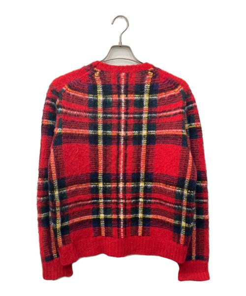 POLO RALPH LAUREN（ポロ・ラルフローレン）POLO RALPH LAUREN (ポロ・ラルフローレン) チェックアルパカ混ウールクルーネックニット レッド サイズ:Sの古着・服飾アイテム