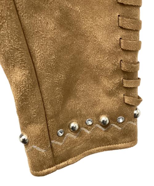 ZARA（ザラ）ZARA (ザラ) スエードライクスタッズフリンジライダースジャケット ベージュ サイズ:XSの古着・服飾アイテム