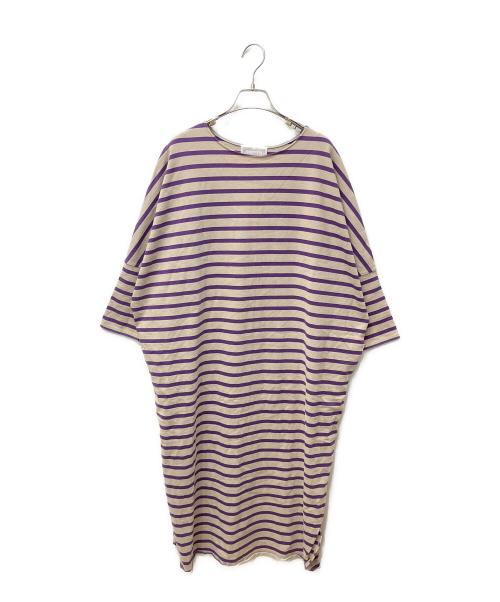 BEARDSLEY（ビアズリー）BEARDSLEY (ビアズリー) ボーダーワンピース ベージュ×パープル サイズ:freeの古着・服飾アイテム