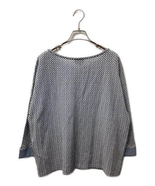 GIORGIO ARMANI（ジョルジョアルマーニ）GIORGIO ARMANI (ジョルジョアルマーニ) ボートネックエンボス7分袖カットソー ブルー サイズ:50の古着・服飾アイテム