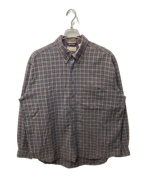 ARROW（アロー）ARROW (アロー) チェックBDシャツ パープル×ブラック サイズ:Lの古着・服飾アイテム