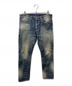 DENIM BY VANQUISH&FRAGMENTデニムバイヴァンキッシュ&フラグメント）の古着「レギュラーフィットペイントデニムパンツ」｜インディゴ