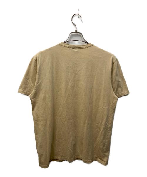 maison kitsune（メゾンキツネ）MAISON KITSUNE (メゾンキツネ) ダブルフォックスヘッドワッペンTシャツ ベージュ サイズ:Lの古着・服飾アイテム