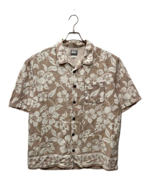 Quiksilver（クイックシルバー）Quiksilver (クイックシルバー) 総柄オープンカラーシャツ ベージュ サイズ:Lの古着・服飾アイテム