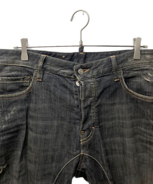 DSQUARED2（ディースクエアード）DSQUARED2 (ディースクエアード) 立体裁断バイカーデニムパンツ ブラック サイズ:４８の古着・服飾アイテム