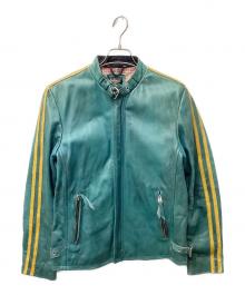 Schott（ショット）の古着「クラシックレーサーシングルライダースジャケット」｜グリーン