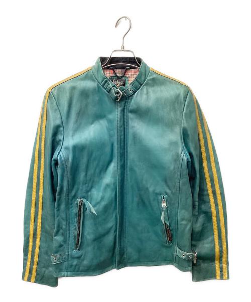 Schott（ショット）Schott (ショット) クラシックレーサーシングルライダースジャケット グリーン サイズ:Mの古着・服飾アイテム