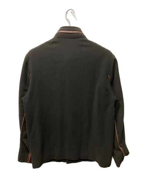 HERMES（エルメス）HERMES (エルメス) レザーパイピングジップアップジャケット グレー サイズ:48の古着・服飾アイテム